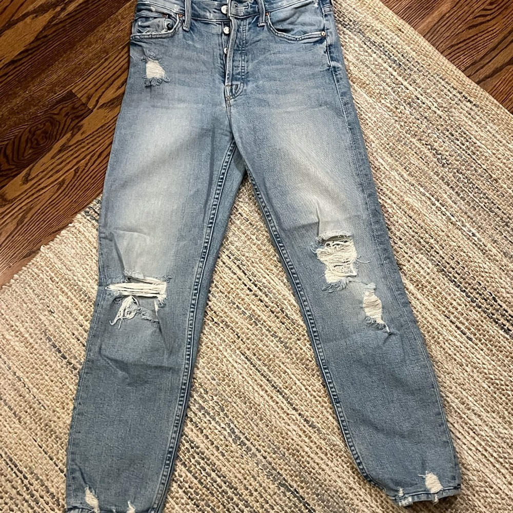 MOTHER Light Blue Distressed Boyfriend Jeans